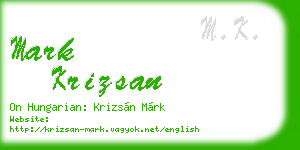 mark krizsan business card